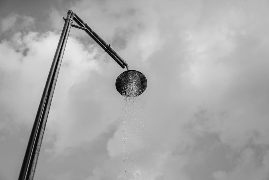 Modern walk-in shower with rain shower head